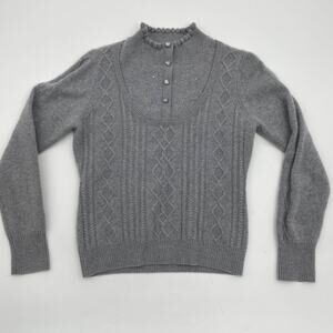 SPRING BAMBOO Women Cashmere Sweater Grey Rhinestone Mock Layer Size XS Coquette